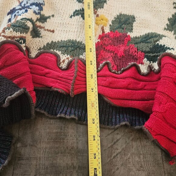 Vintage upcycled Floral Patchwork Tunic Sweater Dress Ruffles Asymmetrical 2xl - Picture 3 of 5